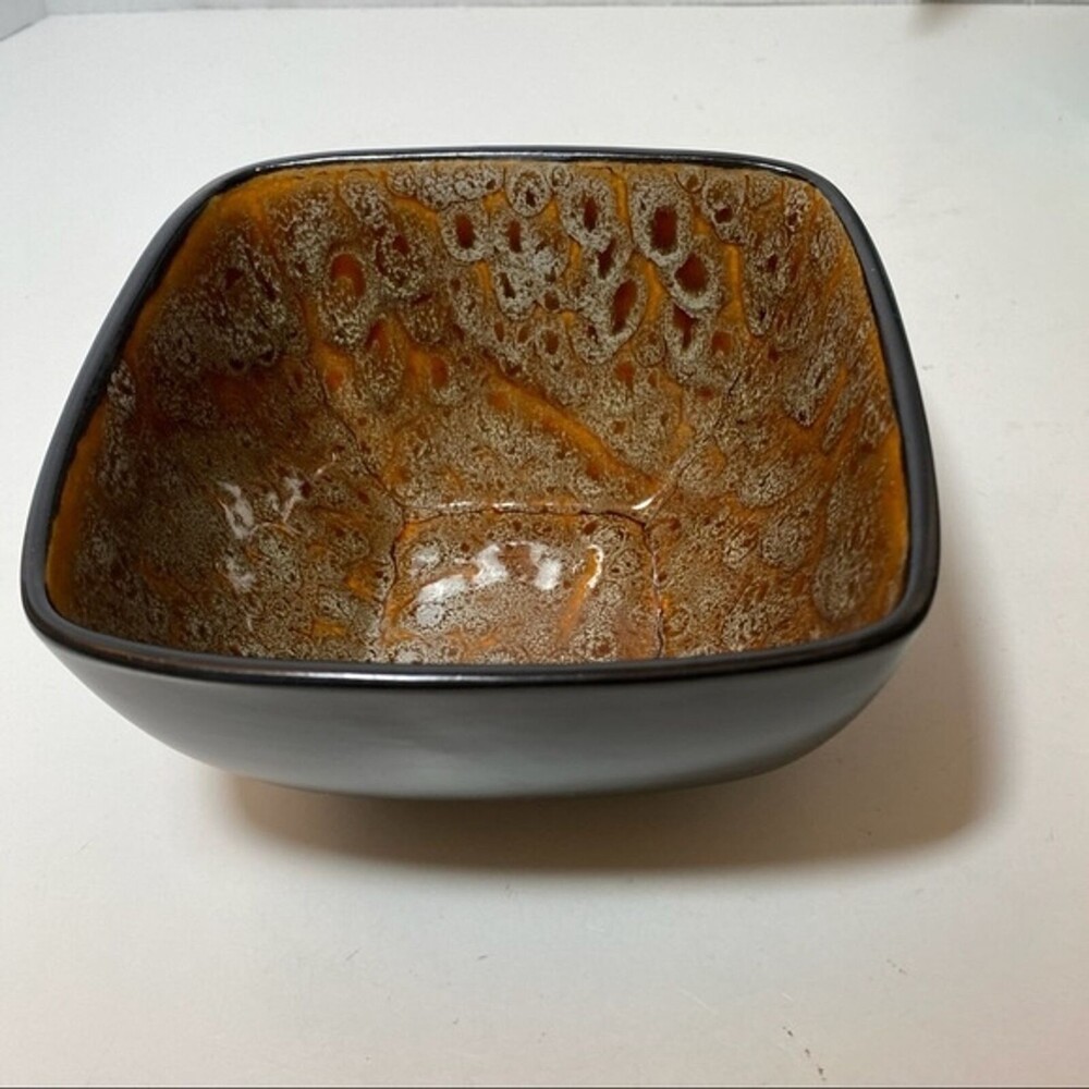Drip Glaze Splatter Ceramic Bowl Better Homes/Gardens Rust/Brown/Aqua 5"x 5" - Picture 11 of 12